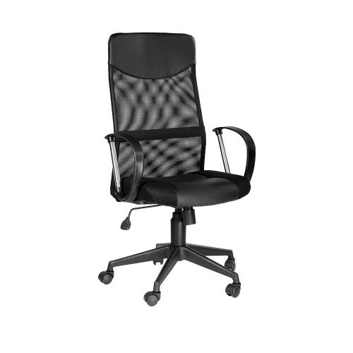 Кресло офисное ОКСФОРД Б LUX,  кож/зам черный, ткань «ТW» черная+сетка, крестовина пластик OLSS