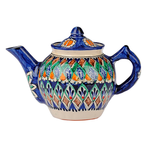 Чайник заварочный 1000мл Синий (ручная роспись) Риштанская керамика Узбекистан