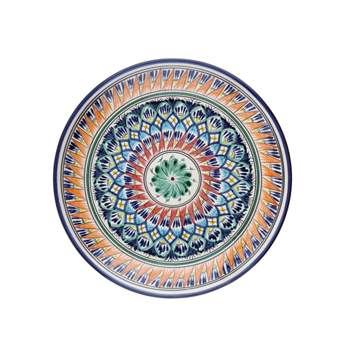 Тарелка ЛЯГАН 320мм плоский Синий (ручная роспись) Риштанская керамика Узбекистан