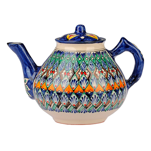 Чайник заварочный 2000мл Синий (ручная роспись) Риштанская керамика Узбекистан