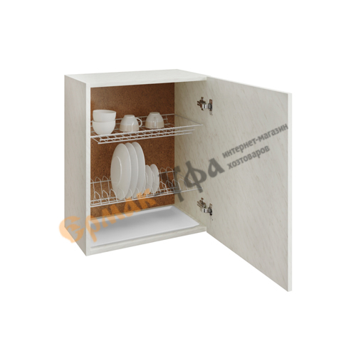 Шкаф навесной кухонный с сушкой 50 ЛДСП белый мрамор