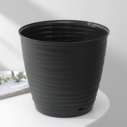 Горшок для цветов SAFFRON D 225 мм, 5,4 л с поддном, черный, SVIP, 1/14