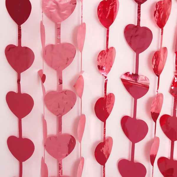 Занавес фольгированный "Сердце" ш1м, в2м (глянец), красный