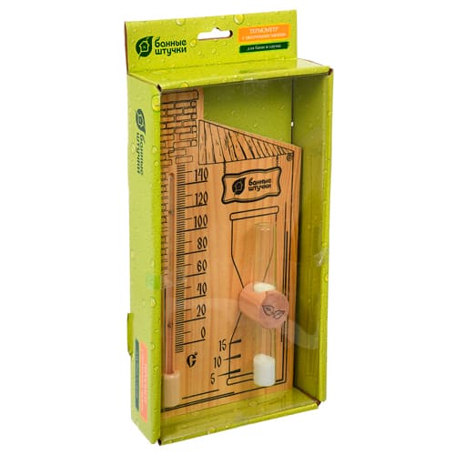 Термометр с песочными часами, 27,8х14х5,3 см, для бани и сауны "Банные штучки"