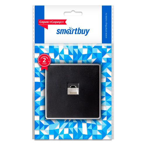 Розетка компьютерная RJ-45 1-местная черная "Сириус" (SBE-07b-S1-RJ)