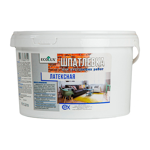 Шпатлёвка латексная 1,5 кг Еcolux, 6/6
