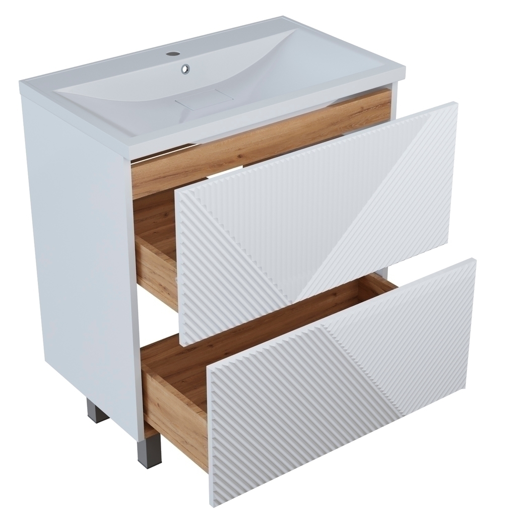 Тумба д/ванной "ВЕКТОР-75" (ОТДЕЛЬНО ПРИОБРЕТАЕТСЯ РАКОВИНА) "push-to-open"под раковину Нелли-75 (MIXLINE) (ПВХ) (раковина в комплект не входит)