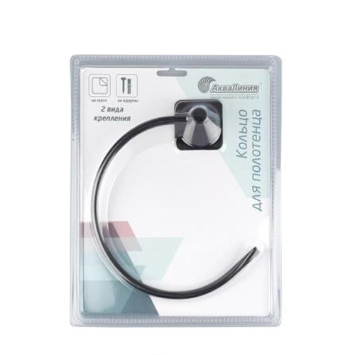 Кольцо для полотенца на липучке Delphinium "B6445P-5", металл чёрный