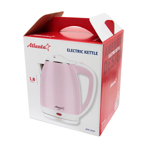 Чайник двухстенный электрический Atlanta 1,8 л, 1800 Вт, розовый
