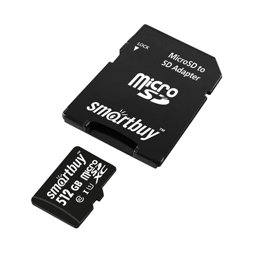 micro SDXC карта памяти Smartbuy 512GB Class 10/UHS (с адаптером SD)