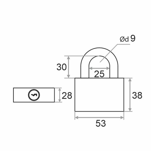 Замок навесной Trodos ВС-SL10-50 наборный, сталь, хром блистер