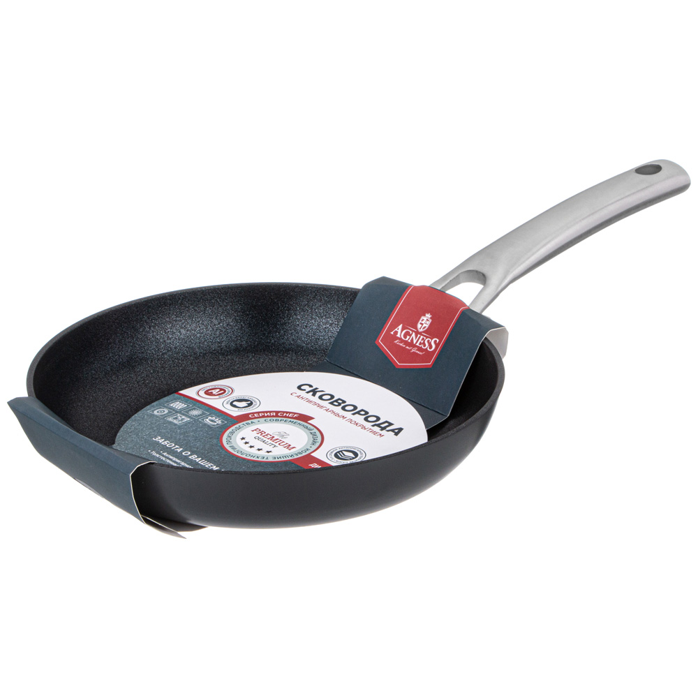 СКОВОРОДА C АНТИПРИГАРНЫМ ПОКРЫТИЕМ, CHEF, AGNESS 22*4.5CM