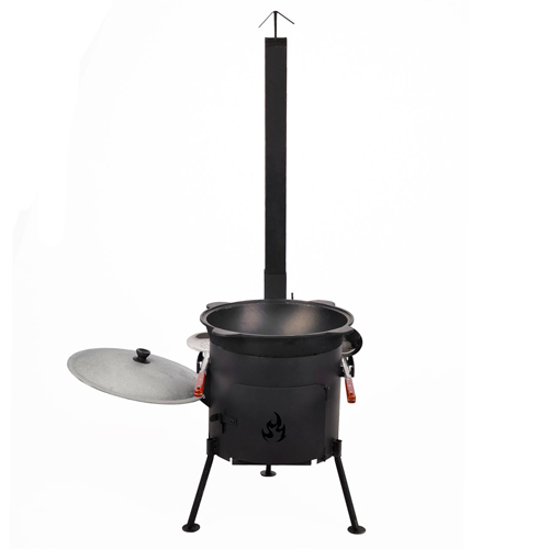 Учаг (печь-очаг) для казана 8-10л, с дверцей и дымоходом 340мм, сталь 2мм, РОССИЯ (1/1)