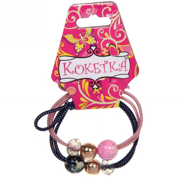 Резинки для волос 2шт "Кокетка - Your Style Малахит", цвет бусин микс, d-5,5см