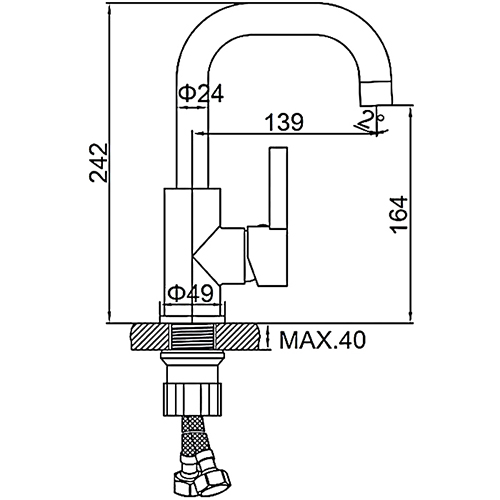 Смеситель для раковины LEDEME L1099W, с гайкой, картридж 35мм однорычажный, короткий излив, белый (1/10)