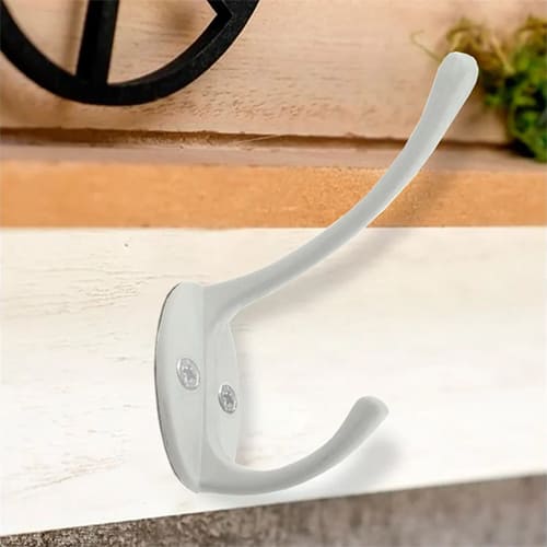 Крючок мебельный Trodos "ZY-703А" 2-рожковый, сплав ЦАМ, белый