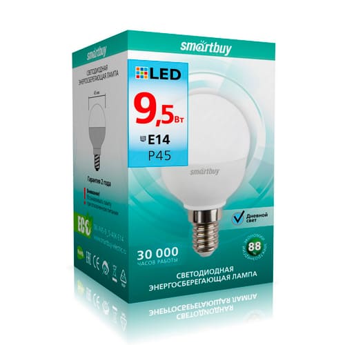 Светодиодная (LED) Лампа Smartbuy-P45-9,5W/4000/E14 (SBL-P45-9_5-40K-E14)/100