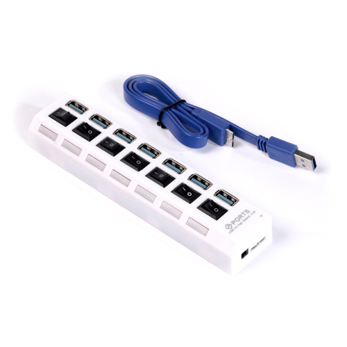 USB 3.0 хаб с выключателями, 7 портов, СуперЭконом, белый, SBHA-7307-W/30