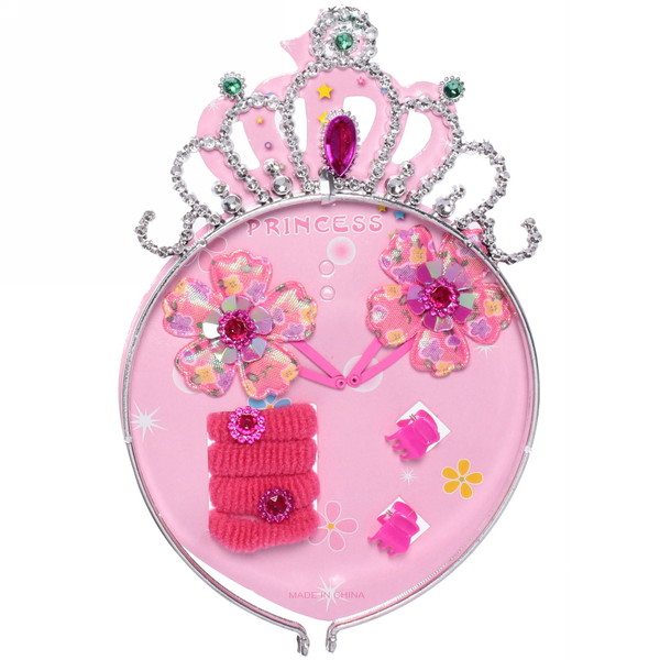 Набор аксессуаров для волос детский "The princess- Лейла", микс 3 цвета (ободок, 4 резинки, 2 заколки,2 краба), 14*22 см