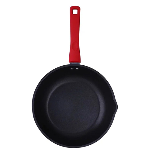 Сковородка глубокая Amercook BASIC, 26 см, антипригарное покрытие черный мрамор, красный/черный
