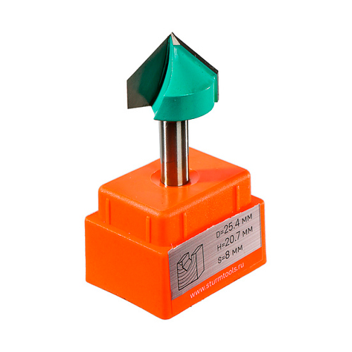 Фреза пазовая V-образная 25,4х20,7х55,7 мм хвостовик 8 мм STURM RB04-082125