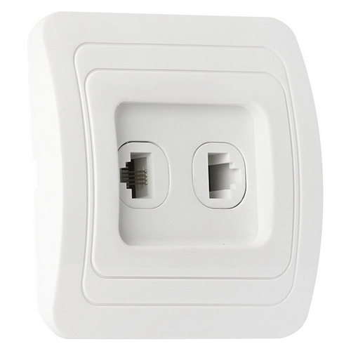 Розетка компьютер+телефон RJ-45+Phone 1 местная белая "Марс" (SBE-02w-S1-RJPH)