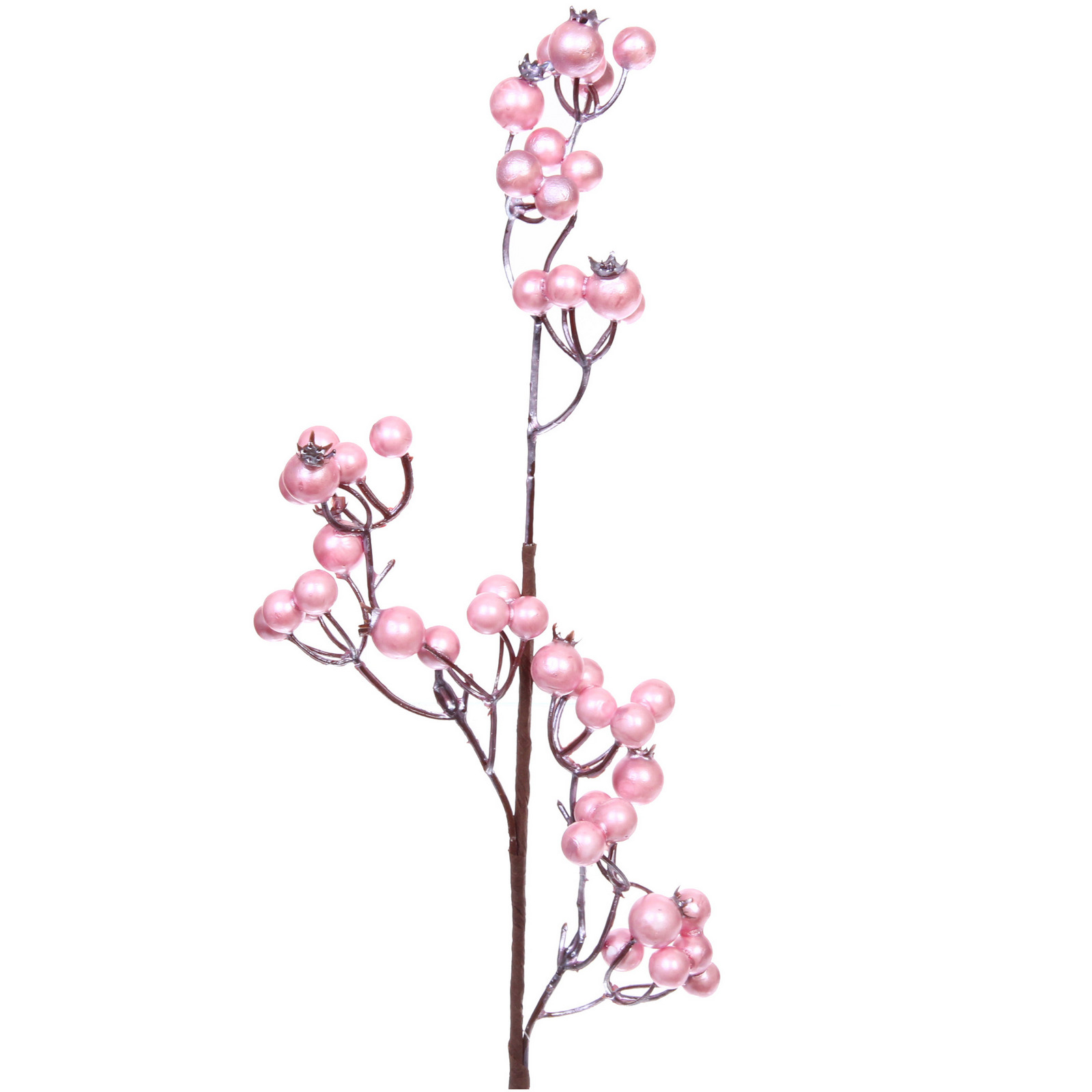 Ветка декоративная "Сказочная ягода" 60 см, Розовый жемчуг