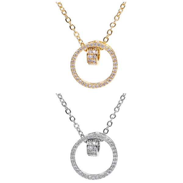 Подвеска из гиппоалергенного сплава со стразами "БЭЛЛА", цвет серебро и золото, d-20см/1,5см