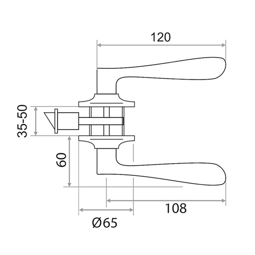 Ручка защелка ЗВ2-01 с ключем универсальная Trodos, хром, 1/24