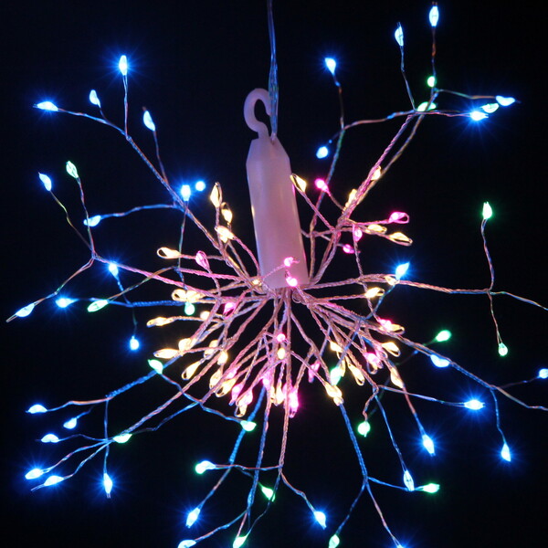 Гирлянда для дома на батарейках "Разряд молнии" 120 ламп LED, d - 20 см, 2 реж.,IP-20, (3хАА), Мультицвет