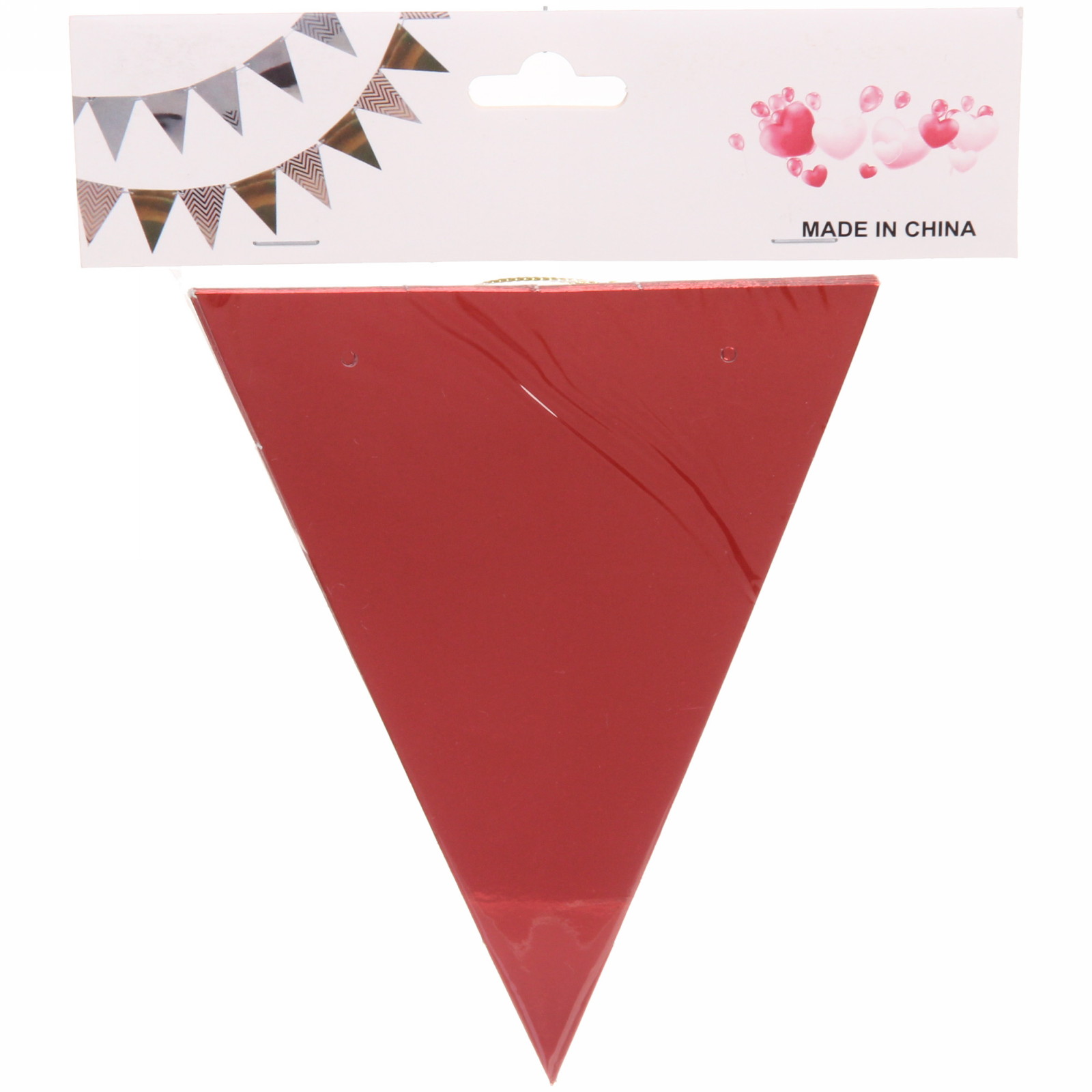 Растяжка "Праздничные флажки" 2,5 м 13*17,5 см Глянец, (10 штук), красный