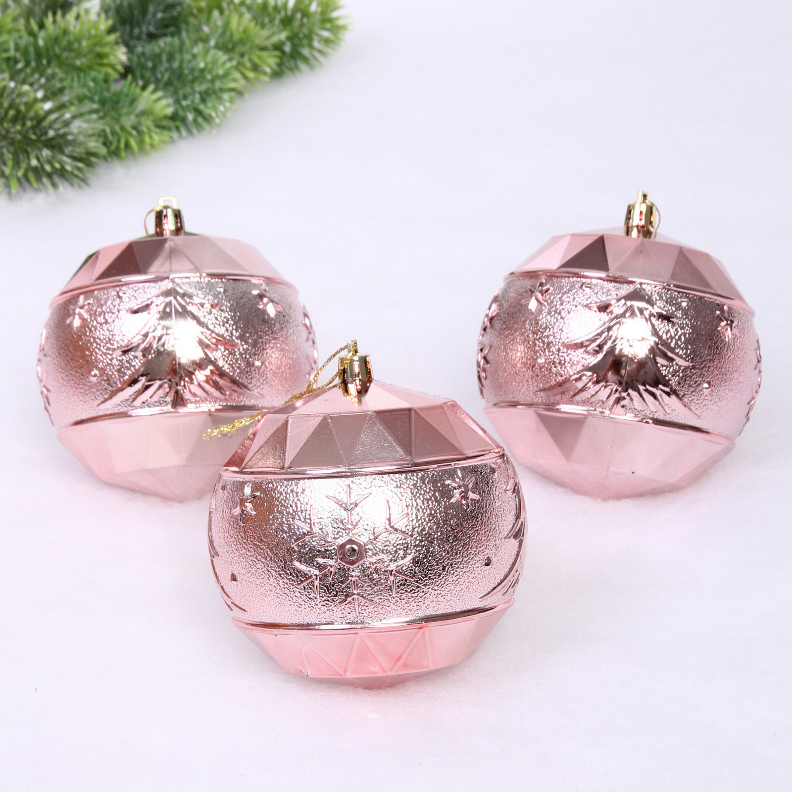 Набор шаров "Miracle" 10 см + 5 см (15 предметов), Розовое золото