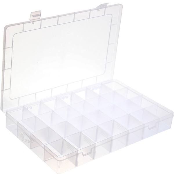 Органайзер для хранения мелочей, 28 ячеек "ИДЕЯДОМА", прозрачный, 34,5*21,8см (наклейка Селфи)
