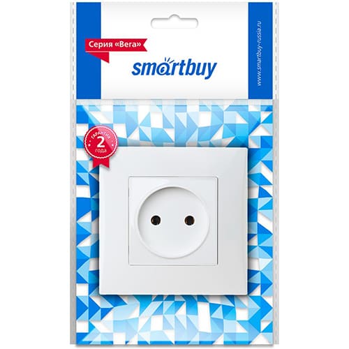 Розетка без заземления 10А белая "Вега" (SBE-08w-10-S1-N)