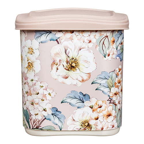 Емкость для сыпучих продуктов 1.8 л Homver 221160027/06 с декором, бежевая