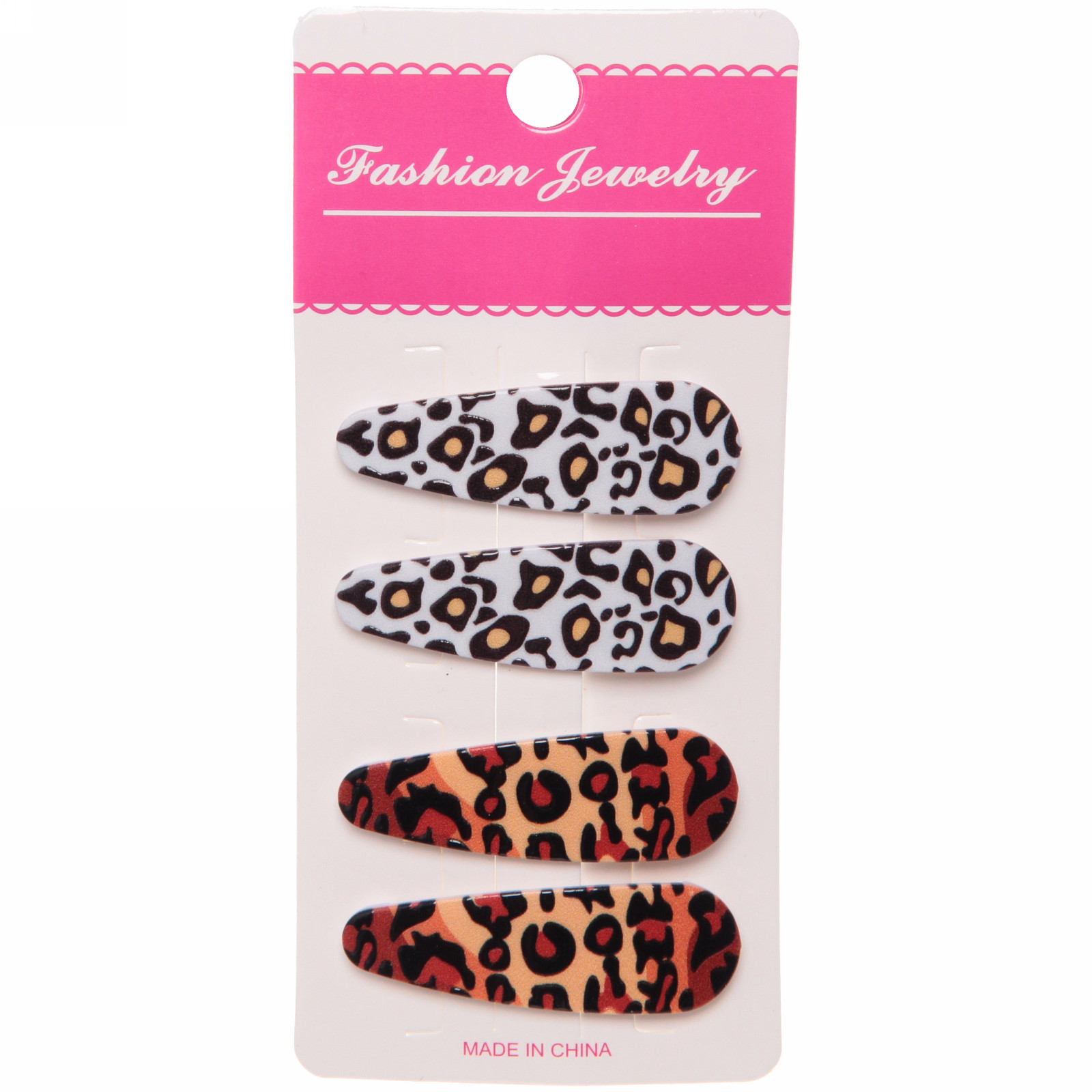 Зажимы для волос 4шт "Collection School", леопардоввый прит, 5,2*1,7см