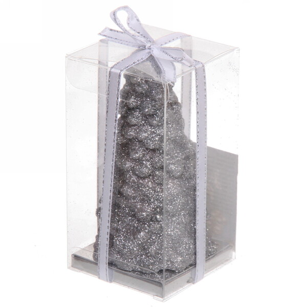 Свеча новогодняя "Сказочная ёлочка" 5,5х10 см, серебро