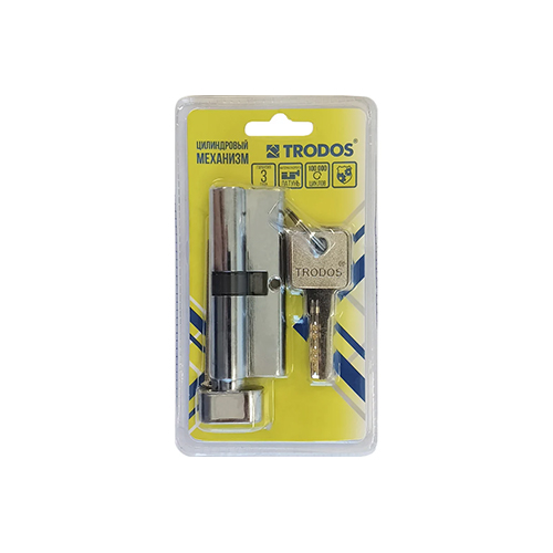 Механизм цилиндровый Trodos ЦМВП 80(40/40), латунь, 5 ключей, хром блистер