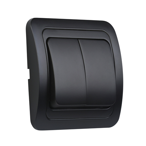 Выключатель 2-клавишный 10А черный "Марс" (SBE-02b-10-SW2-0-c)