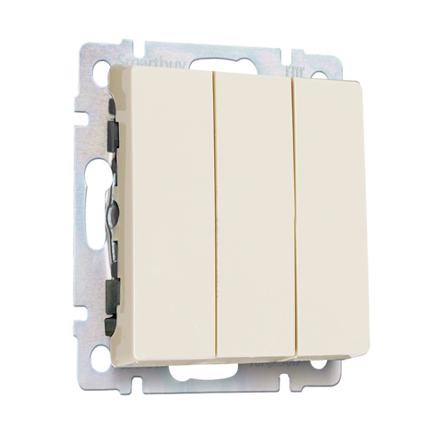 Выключатель 3-клавишный 10А бежевый "Нептун" (SBE-05i-10-SW3-0)