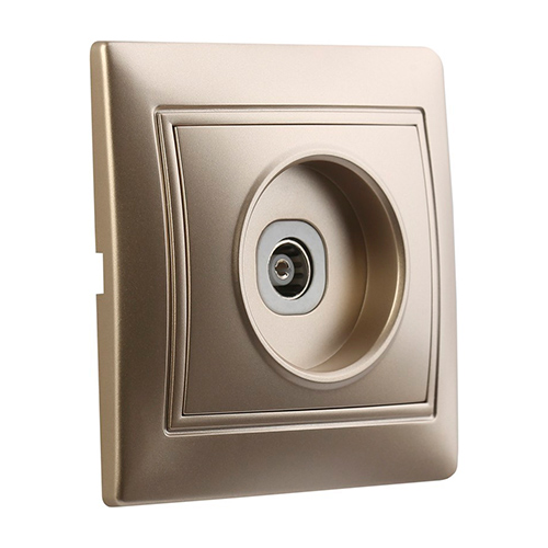 Розетка телевизионная 1-местная 75Ом 5-862МГц шампань "Венера" (SBE-01c-S1-TV)