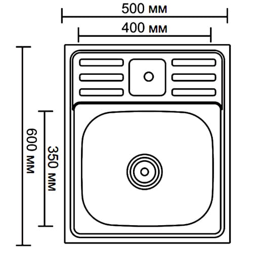 Мойка из нержавеющей стали накладная 60x50 см Ledeme L75060