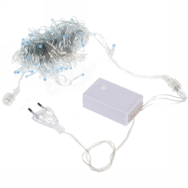 Гирлянда для улицы "Bright light" 10 м 100 ламп LED прозрач.пров.,8 реж, IP-54, Синий (возможность соединения)