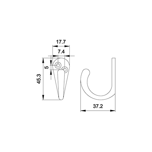 Крючок мебельный Trodos "DMZ-31304" 1-рожковый, сплав ЦАМ, черный матовый