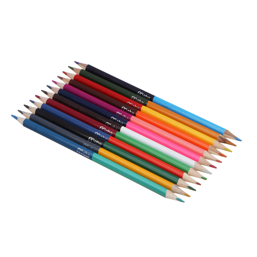 Карандаши двусторонние 24 цвета "Альфа" 3-гранные заточ., дерево, 2М, к/к, ПРЕМИУМ, 12шт.