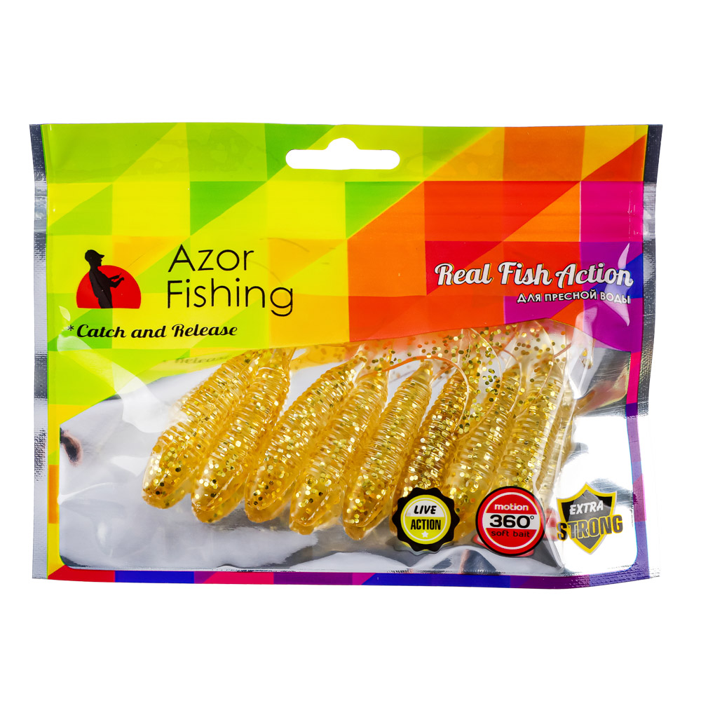 AZOR FISHING Приманка мягкая Shad, силикон, 7см, 8шт. в уп, 5 цветов