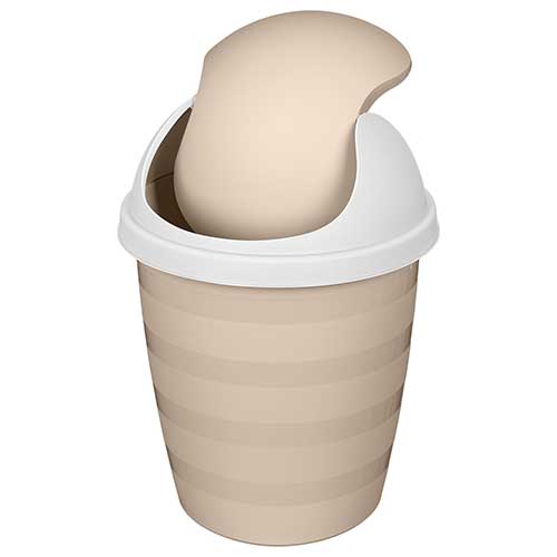 Контейнер для мусора 1.5 л Rambai 221308427/01, круглый, бежевый