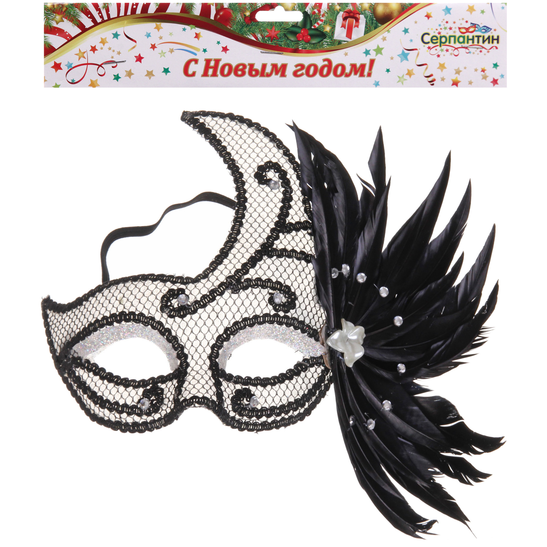 Маска карнавальная "Богема", черный