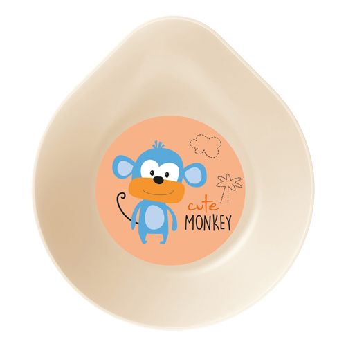 Миска детская 135 мм с крышкой Homver 221152725/01, с декором Сафари светло-бежевая