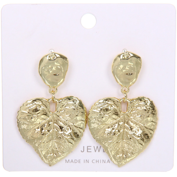 Серьги "ЭЛЛОДИ", листья, цвет золото и серебро, 3*5см